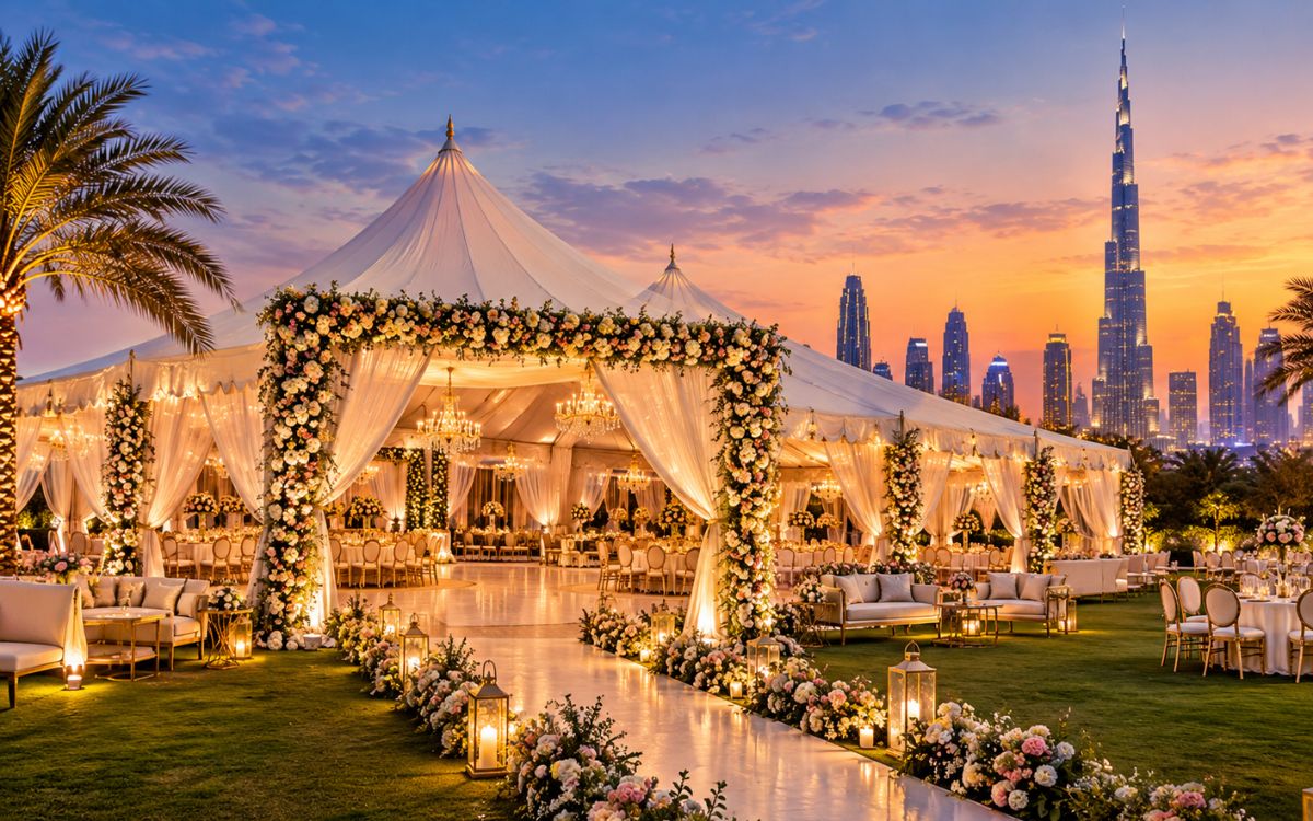 The Marquee Hire Dubai team setting up an event marquee